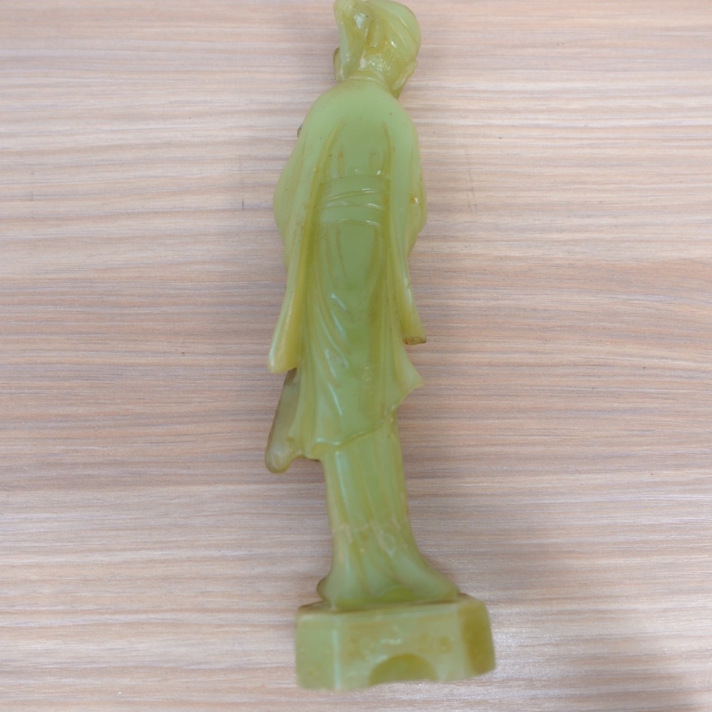 Vintage Chinese Immortal Wise Man Figurine Serpentine Jade Green Hand Carve Art - Picture 7 of 13